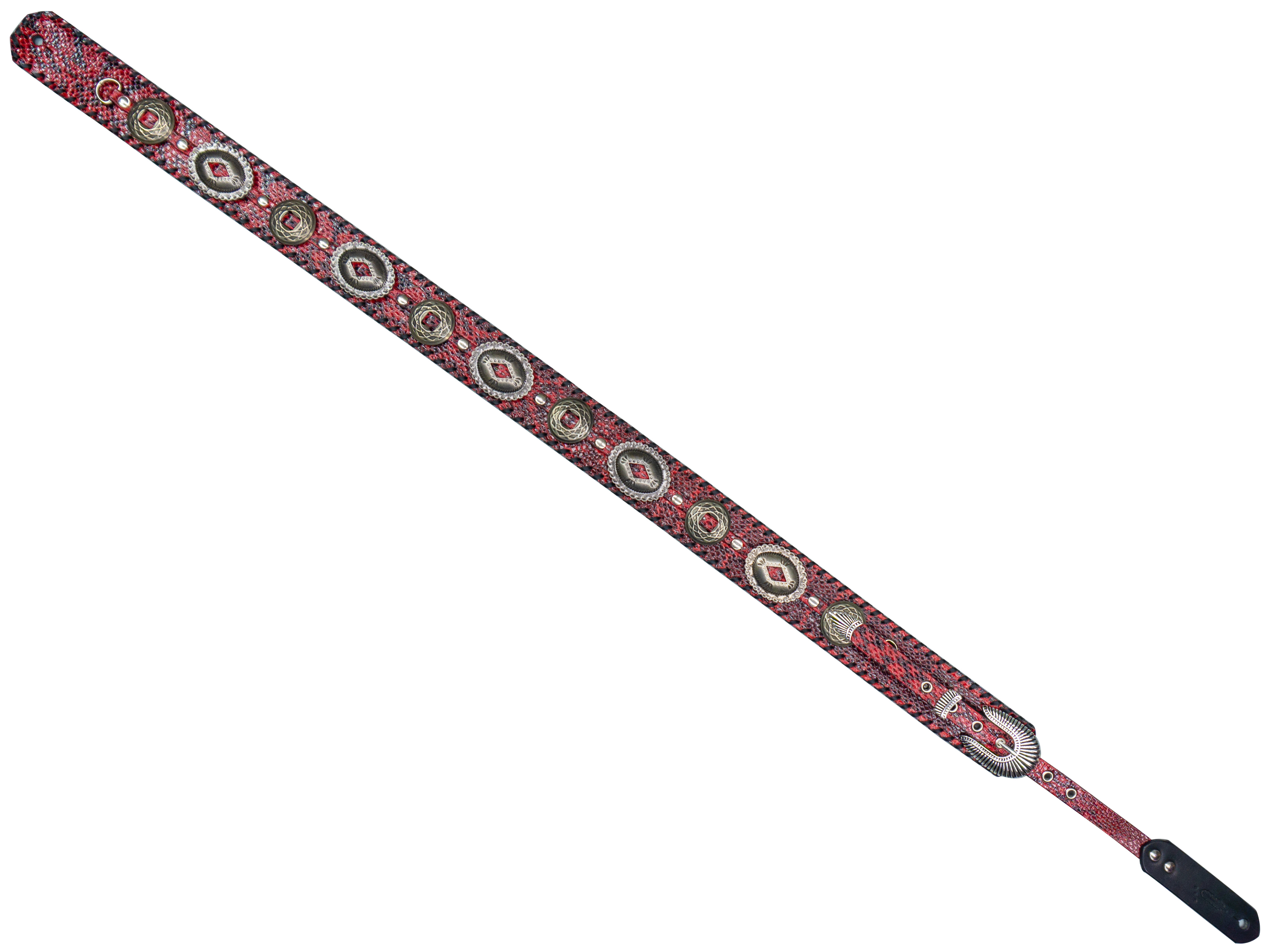 dru whitefeather Q red small large concho shell pattern buckle