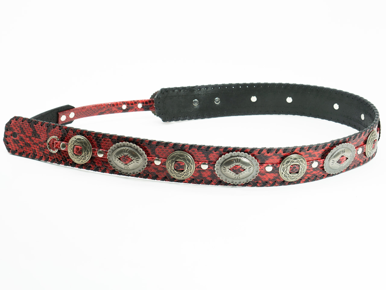 dru whitefeather Q red small large concho shell pattern buckle