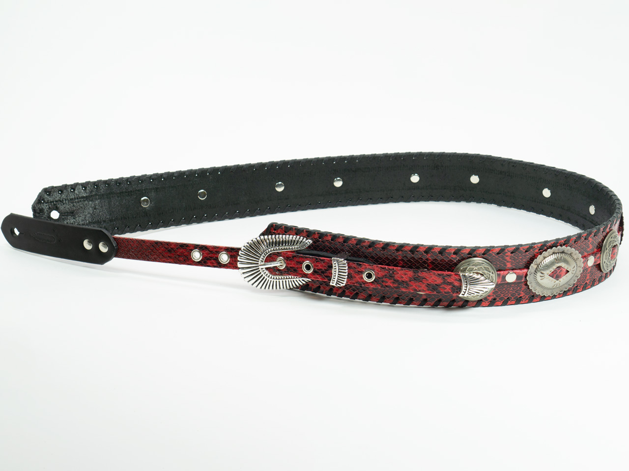 dru whitefeather Q red small large concho shell pattern buckle
