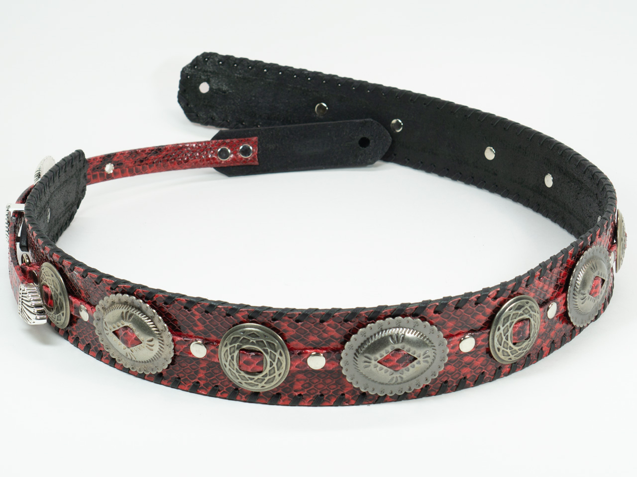 dru whitefeather Q red small large concho shell pattern buckle