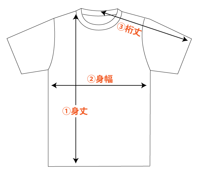 Tシャツ寸法図 image