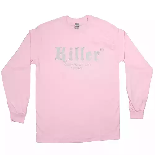 killer guitars t-shirt long sleeve light pink silver logo