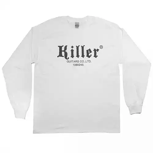killer guitars t-shirt long sleeve white silver logo