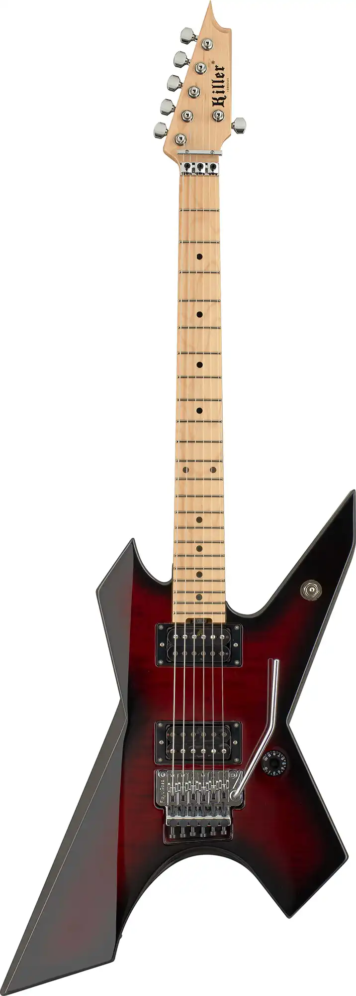 killer guitars kg-exploder ii flame top wine red sunburst front